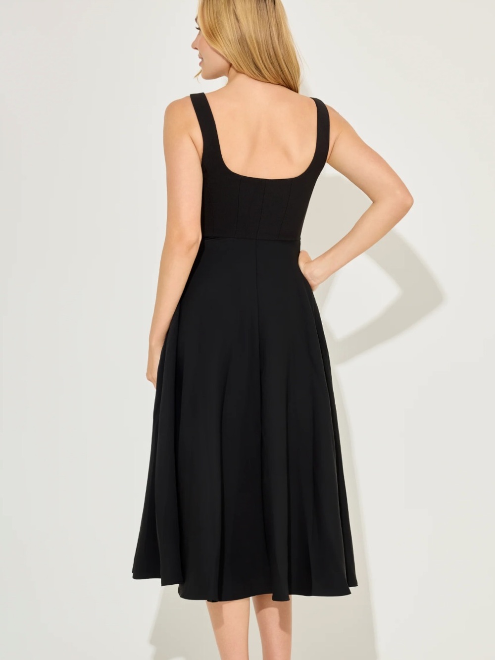 Odd Muse The Ultimate Square Neck Midi Dress in Black - Picture 3 of 11